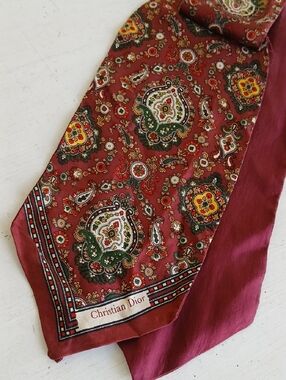 Vintage Christian Dior Classic Silk Scarf For Hair Tie Purse Bag Or Neck Bow Tie